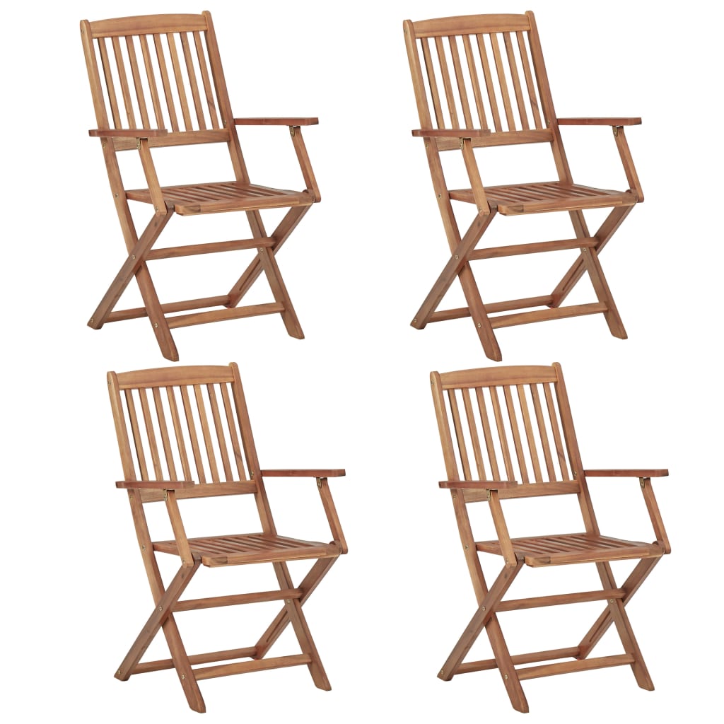 Folding Garden Chairs 4 Pcs With Cushions Solid Wood Acacia