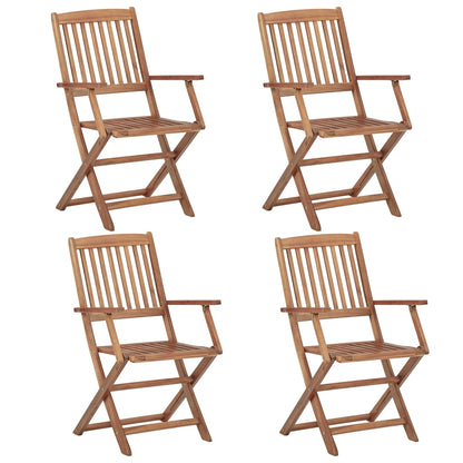 Folding Garden Chairs 4 Pcs With Cushions Solid Wood Acacia
