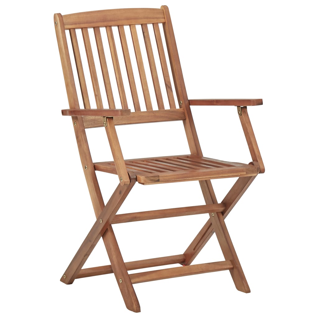 Folding Garden Chairs 4 Pcs With Cushions Solid Wood Acacia