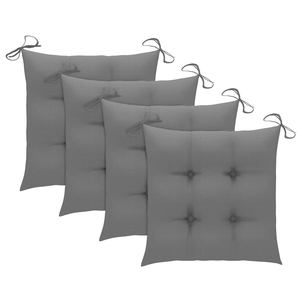 Folding Garden Chairs 4 Pcs With Cushions Solid Wood Acacia