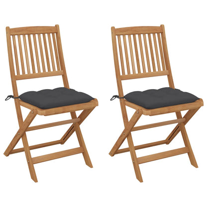 Folding Garden Chairs 4 Pcs With Cushions Solid Wood Acacia