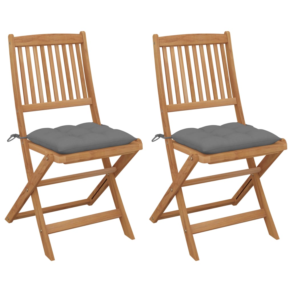 Folding Garden Chairs 4 Pcs With Cushions Solid Wood Acacia