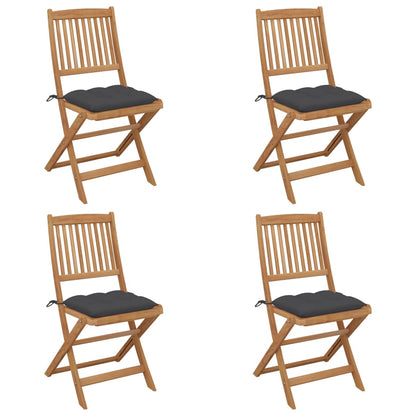 Folding Garden Chairs 4 Pcs With Cushions Solid Wood Acacia