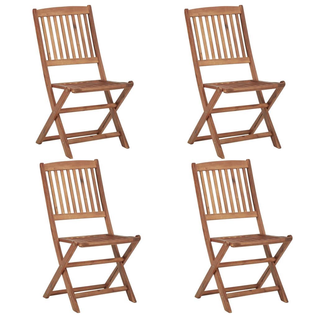 Folding Garden Chairs 4 Pcs With Cushions Solid Wood Acacia