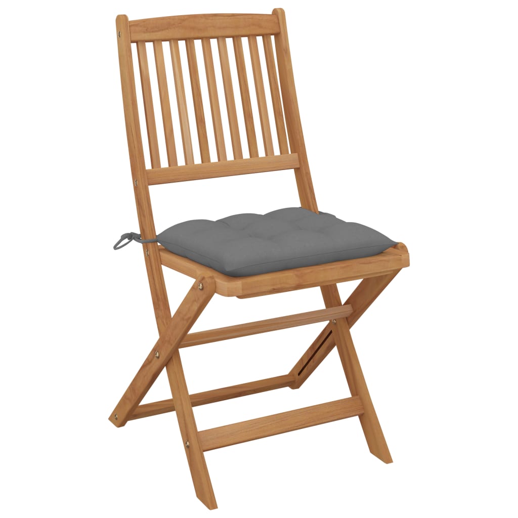 Folding Garden Chairs 4 Pcs With Cushions Solid Wood Acacia