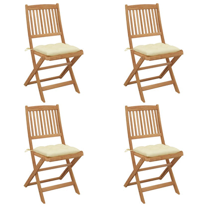 Folding Garden Chairs 4 Pcs With Cushions Solid Wood Acacia