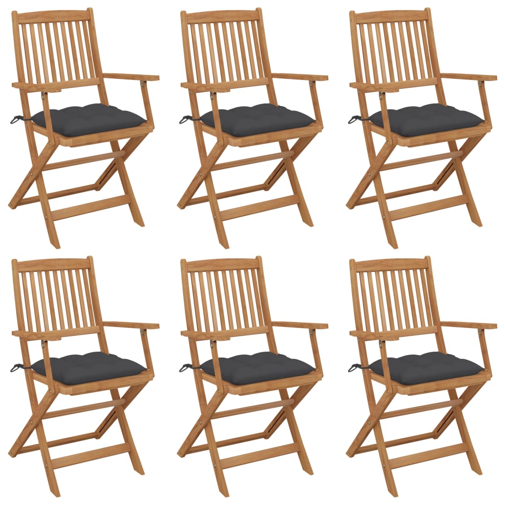 Folding Garden Chairs 4 Pcs With Cushions Solid Wood Acacia