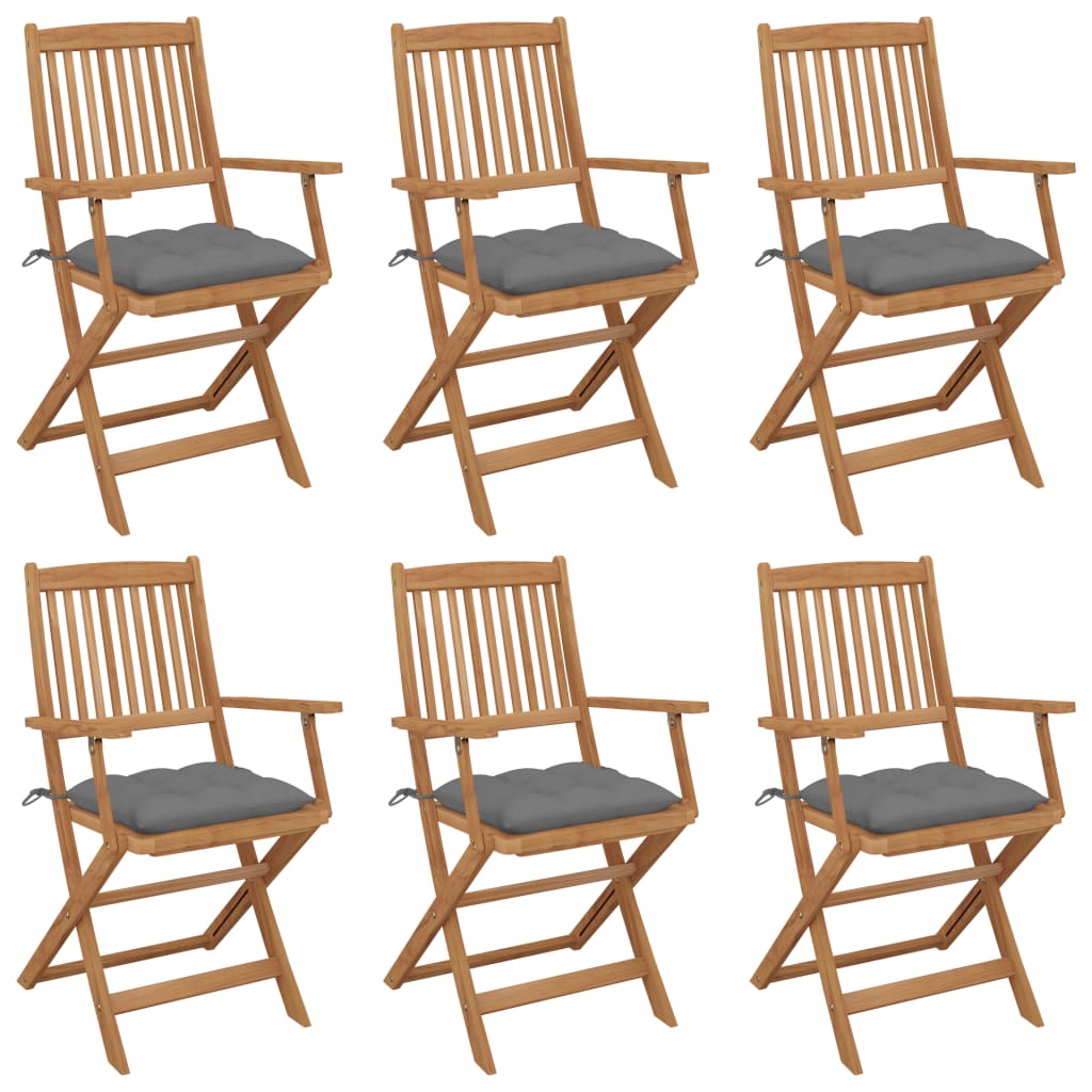 Folding Garden Chairs 4 Pcs With Cushions Solid Wood Acacia