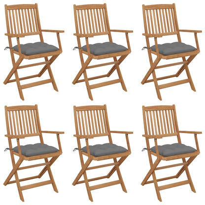 Folding Garden Chairs 4 Pcs With Cushions Solid Wood Acacia