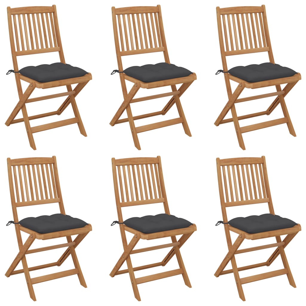 Folding Garden Chairs 4 Pcs With Cushions Solid Wood Acacia
