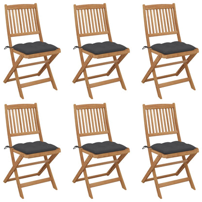 Folding Garden Chairs 4 Pcs With Cushions Solid Wood Acacia