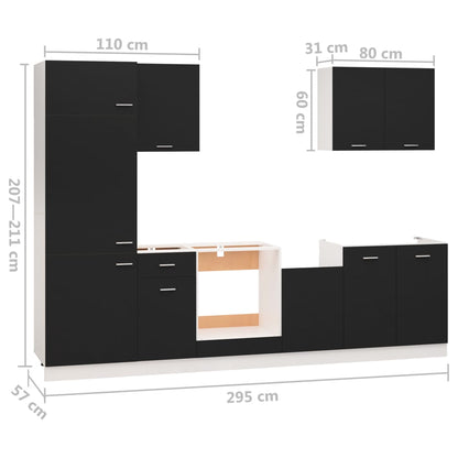7 Piece Kitchen Cabinet Set Lyon Engineered Wood