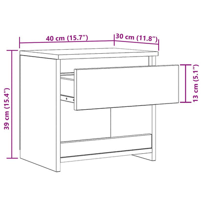 Bedside Cabinet 40X30X39 Cm Engineered Wood