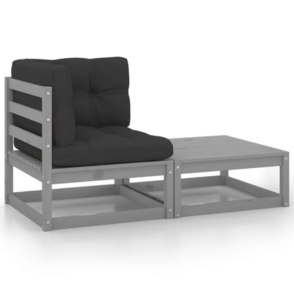 3 Piece Garden Lounge Set With Cushions Solid Pinewood