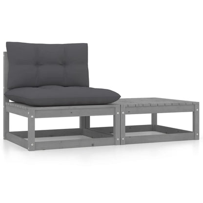 3 Piece Garden Lounge Set With Cushions Solid Pinewood