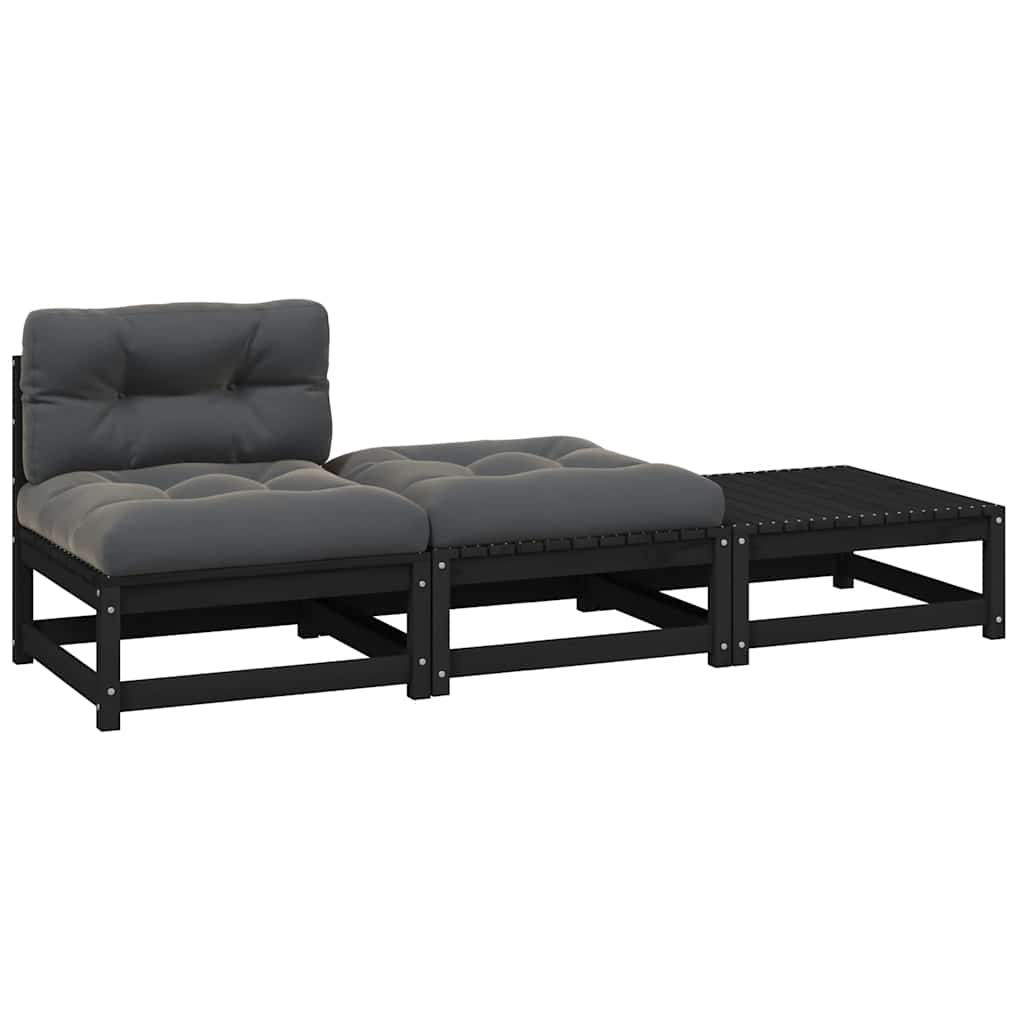 3 Piece Garden Lounge Set With Cushions Solid Pinewood