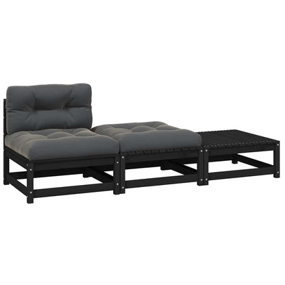 3 Piece Garden Lounge Set With Cushions Solid Pinewood