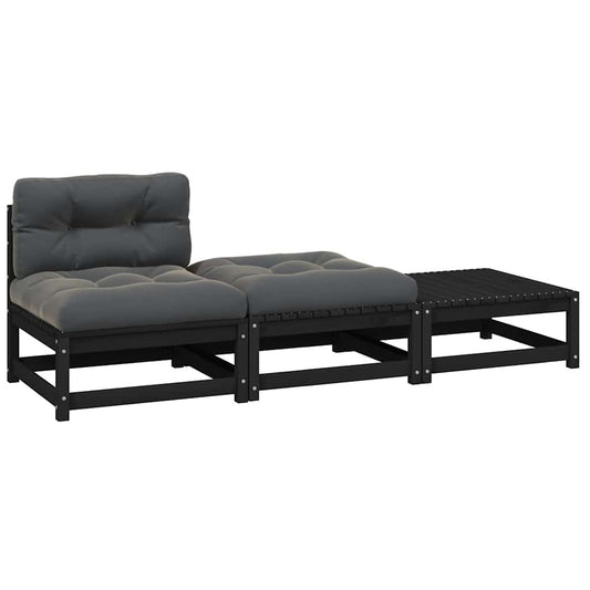 3 Piece Garden Lounge Set With Cushions Solid Pinewood