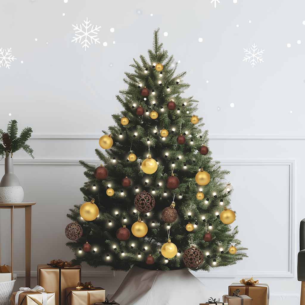 61 Piece Christmas Ball Set With Peak And 150 Leds Gold&Bronze