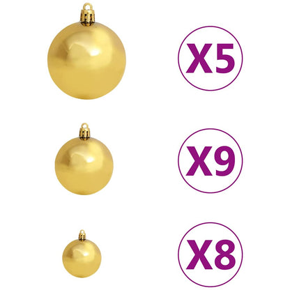 61 Piece Christmas Ball Set With Peak And 150 Leds Gold&Bronze