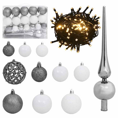 61 Piece Christmas Ball Set With Peak And 150 Leds Gold&Bronze