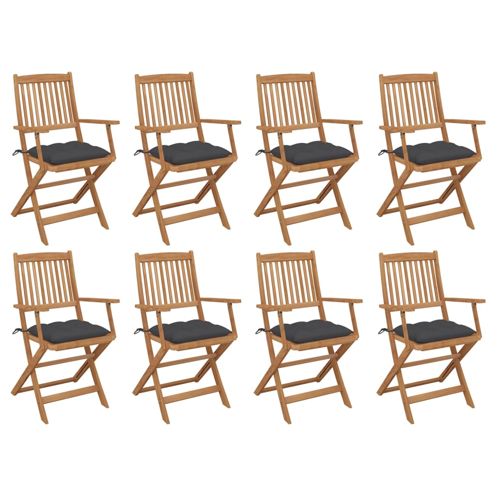 Folding Garden Chairs 4 Pcs With Cushions Solid Wood Acacia