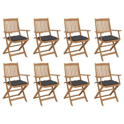 Folding Garden Chairs 4 Pcs With Cushions Solid Wood Acacia