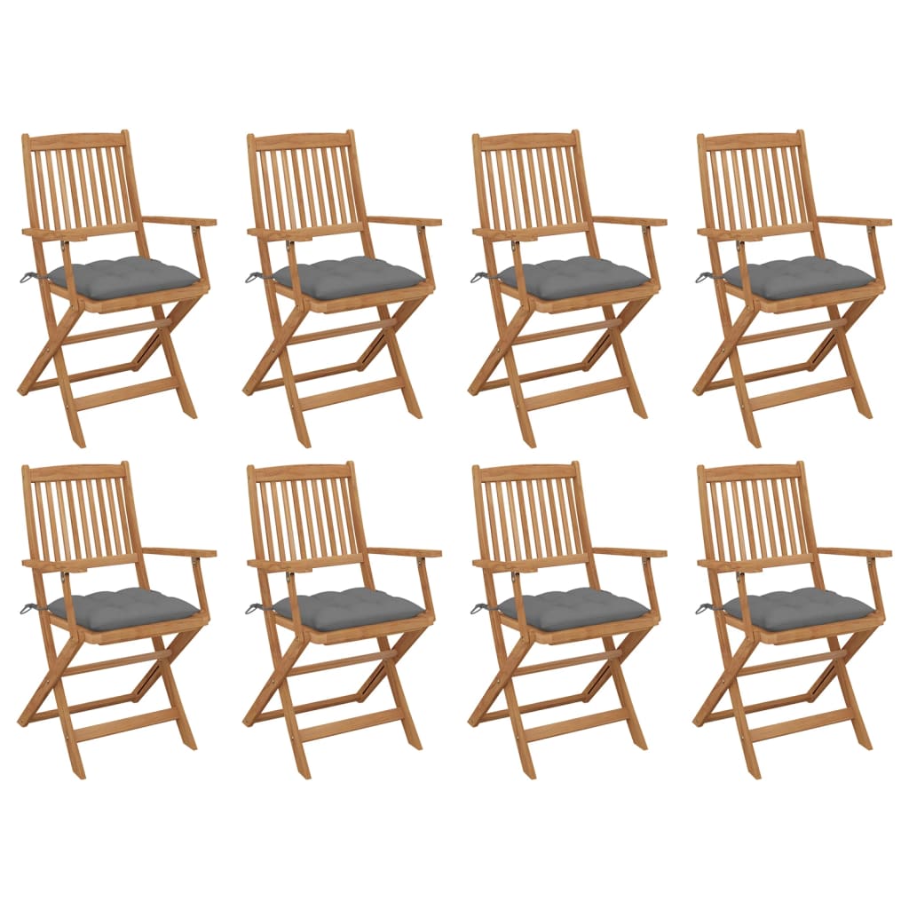 Folding Garden Chairs 4 Pcs With Cushions Solid Wood Acacia