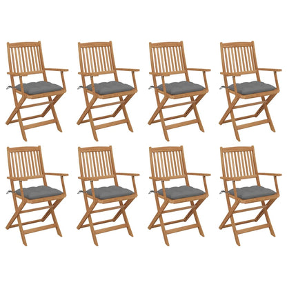 Folding Garden Chairs 4 Pcs With Cushions Solid Wood Acacia