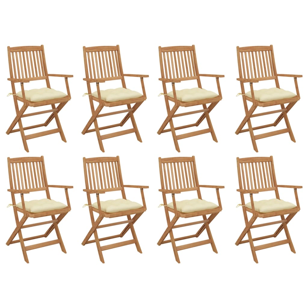 Folding Garden Chairs 4 Pcs With Cushions Solid Wood Acacia