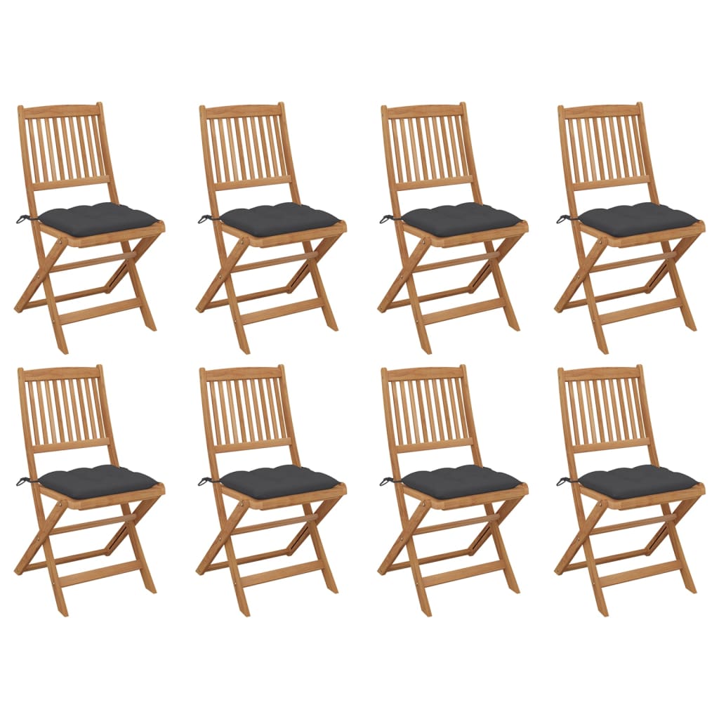 Folding Garden Chairs 4 Pcs With Cushions Solid Wood Acacia