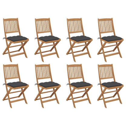 Folding Garden Chairs 4 Pcs With Cushions Solid Wood Acacia
