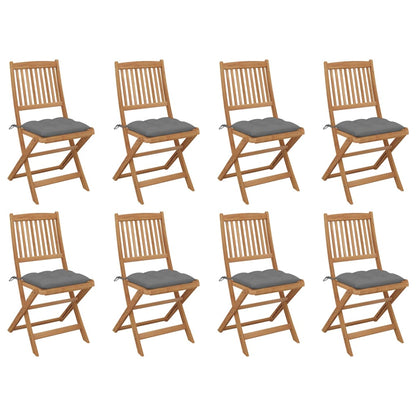 Folding Garden Chairs 4 Pcs With Cushions Solid Wood Acacia