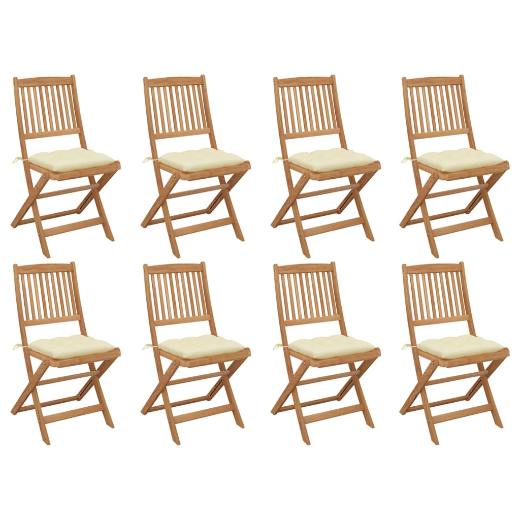 Folding Garden Chairs 4 Pcs With Cushions Solid Wood Acacia