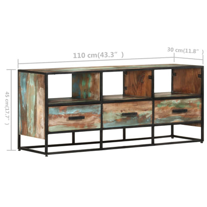 Tv Cabinet 110X30X45 Cm Solid Reclaimed Wood