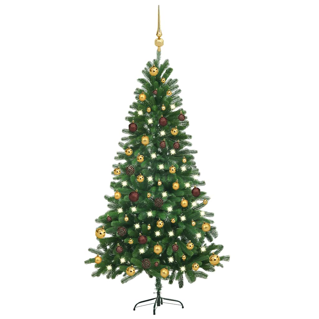 Artificial Pre-Lit Christmas Tree With Ball Set 150 Cm Green