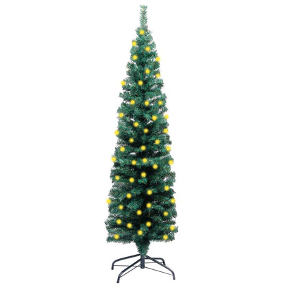 Slim Artificial Pre-Lit Christmas Tree With Ball Set Green