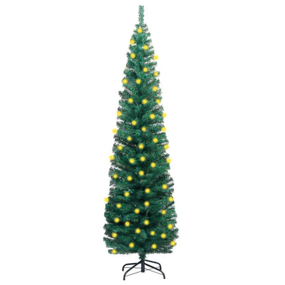 Slim Artificial Pre-Lit Christmas Tree With Ball Set Green