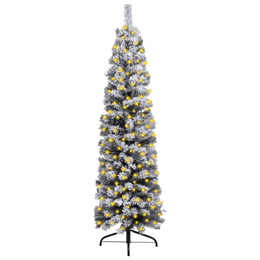 Slim Artificial Pre-Lit Christmas Tree With Ball Set Green