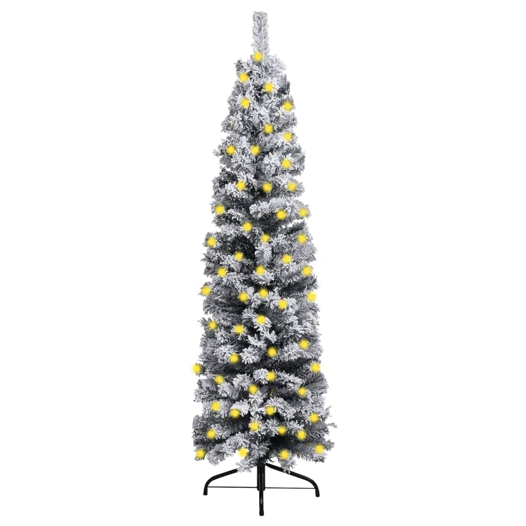 Slim Artificial Pre-Lit Christmas Tree With Ball Set Green