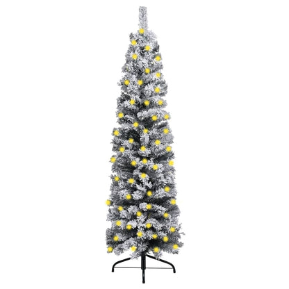 Slim Artificial Pre-Lit Christmas Tree With Ball Set Green