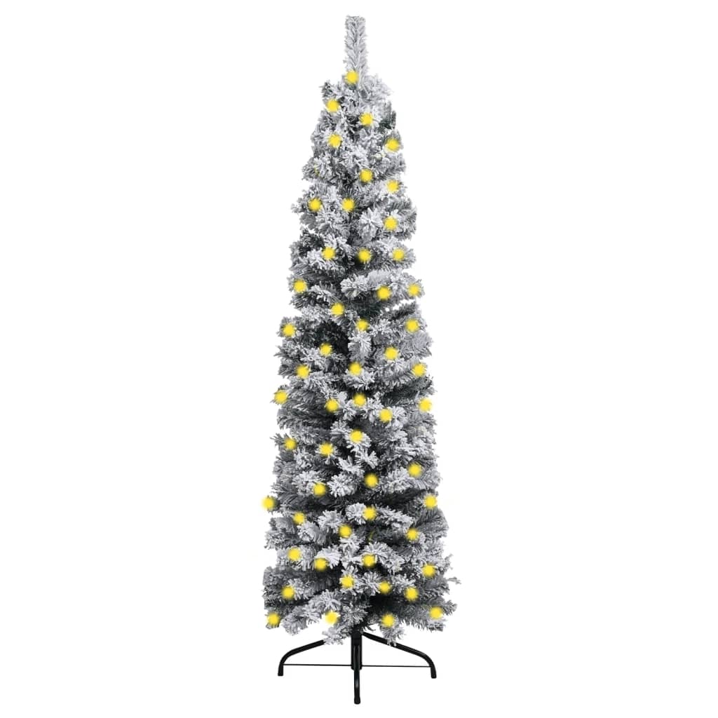 Slim Artificial Pre-Lit Christmas Tree With Ball Set Green