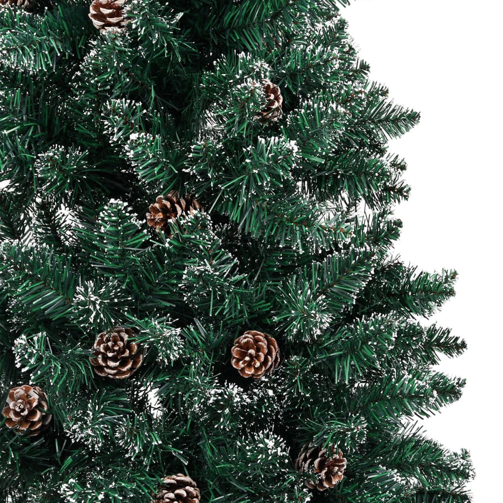 Slim Pre-Lit Christmas Tree With Real Wood&White Snow Green 180 Cm