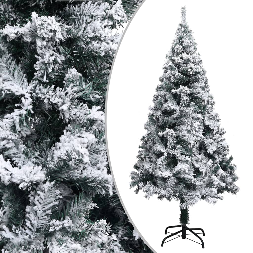 Artificial Pre-Lit Christmas Tree With Flocked Snow Green 180 Cm