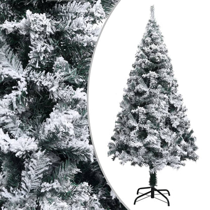 Artificial Pre-Lit Christmas Tree With Flocked Snow Green 180 Cm