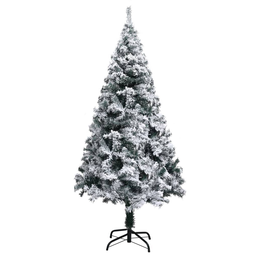 Artificial Pre-Lit Christmas Tree With Flocked Snow Green 180 Cm