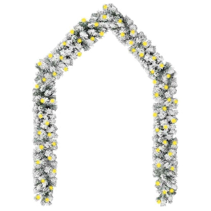 Christmas Garland With Leds&Flocked Snow Green Pvc