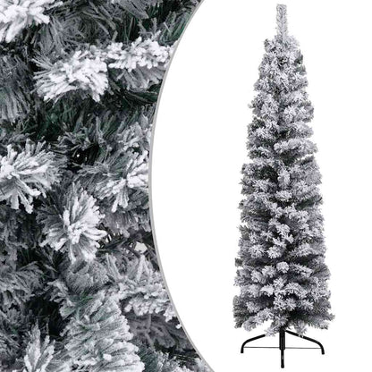 Slim Artificial Pre-Lit Christmas Tree With Ball Set Green