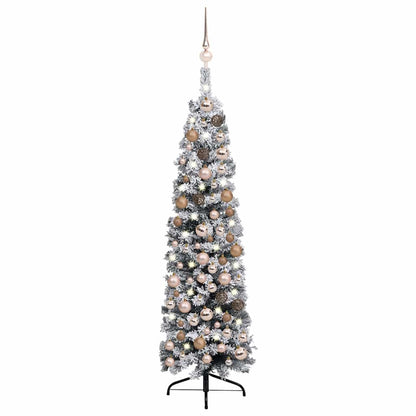 Slim Artificial Pre-Lit Christmas Tree With Ball Set Green