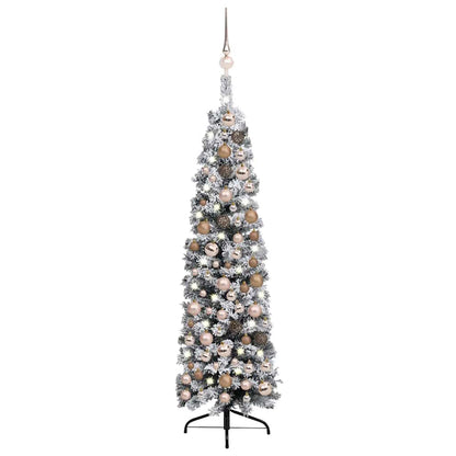 Slim Artificial Pre-Lit Christmas Tree With Ball Set Green